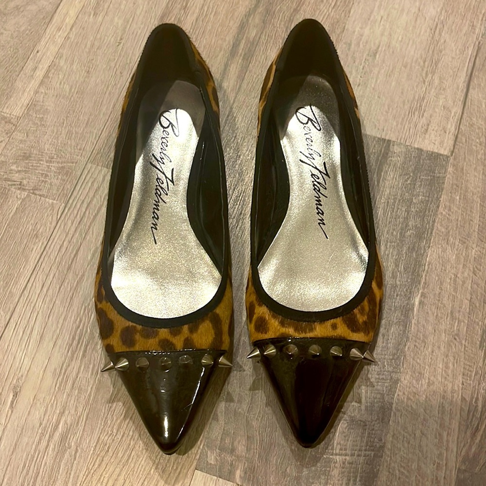 Beverly Feldman Cheetah Calf Hair Flats With Spucks